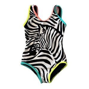 Cat & Jack Zebra and neon one piece swimsuit. NWOT Size: XS (4-5)